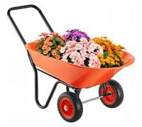 VEVOR Wheelbarrow Cart, 5 Cu. Ft. Load & 397 lbs Capacity, 2 Wheels Garden Dump Cart, Garden Wagon with Handle & 10" Wide Track Wheels, Easy Loading