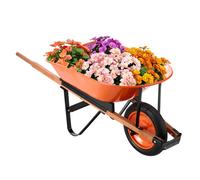 VEVOR Wheelbarrow Cart, 5 Cu. Ft. Load & 330 lbs Capacity, One Wheel Garden Dump Cart, Garden Wagon with Metal Handle & 16" Wide Track Wheels, Easy L