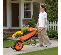 Vevor Wheelbarrow Cart 5 Cu Ft Load 330 Lbs Capacity One Wheel Garden Dump With Metal Handle 16 Inch Wide Track Wheels Lawn Farm