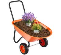 VEVOR 5 Cu. Ft 397 lbs Capacity, 2 Dump, Garden Handle & 10" Wide Track Wheels, Easy Loading Utility Cart & Wagons for Outdoor Lawn Yard, Orange + Black