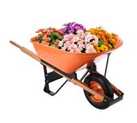 VEVOR Wheelbarrow Cart, 6 Cu. Ft. Load & 330 lbs Capacity, One Wheel Garden Dump Cart Wheel Barrow with Metal Handle & 16" Wide Track Wheels, Easy L
