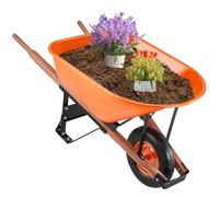 VEVOR Wheelbarrow Cart, 6 Cu. Ft. Load & 330 lbs Capacity, One Wheel Garden Dump Cart Wheel Barrow with Metal Handle & 16" Wide Track Wheels, Easy Loading Utility Yard Cart & Wagons for Lawn Farm