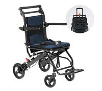 VEVOR Wheelchair Aluminum Alloy Transport Chair Foldable 15.75-In W Seat 220lbs
