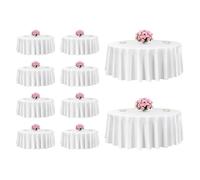 VEVOR White Round Tablecloths 10 Pack, 120 Inches in Diameter, Stain- & Wrinkle- Resistant, Machine Washable Table Clothes, Polyester Fabric Table Covers for Wedding, Party, Banquet, Formal Events