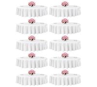 VEVOR White Round Tablecloths 10 Pack, 90 Inches in Diameter, Stain- & Wrinkle- Resistant, Machine Washable Table Clothes, Polyester Fabric Table Covers for Wedding, Party, Banquet, Formal Events