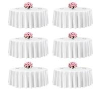 VEVOR White Round Tablecloths 6 Pack, 120 Inches in Diameter, Stain- & Wrinkle- Resistant, Machine Washable Table Clothes, Polyester Fabric Table Covers for Wedding, Party, Banquet, Formal Events