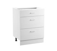 VEVOR White Shaker Base Cabinet with 3 Drawers, 24-Inch Unassembled Drawer Base Cabinet, 24" W x 19" D x 32" H Ready to Assemble Cupboard with Soft-Close Locker Slides, for Home Office