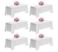 VEVOR White Tablecloths for Rectangle Tables, 6 Pack, 70 x 120 Inches, Reusable and Machine Washable Table Clothes, Wrinkle-Resistant Polyester Fabric Table Covers for Wedding, Party, Banquet