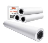 VEVOR Wide Format Paper 24 in x 150 ft Plotter Paper 4 Rolls CAD Bond Rolls with 2 in Core 20 LB Bond Paper Rolls Idea for CAD Drawings Engineeri