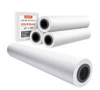 VEVOR Wide Format Paper, 24 in x 150 ft Plotter Paper, 4 Rolls CAD Bond Rolls with 2 in Core, 20 LB Bond Paper Rolls, Idea for CAD Drawings, Engineering Plans, GIS Maps & Architectural Designs