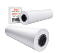 VEVOR Wide Format Paper, 24 in x 500 ft Plotter Paper, 2 Rolls CAD Bond Rolls with 3 in Core, 20 LB Bond Paper Rolls, Idea for CAD Drawings,