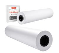 VEVOR Wide Format Paper, 30 in x 500 ft Plotter Roll, 2 Rolls CAD Bond Rolls with 3 in Core, 20 LB Bond Paper Rolls, Ideal for CAD Drawings, Engineering Plans, GIS Maps, and Architectural Designs