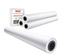 VEVOR Wide Format Paper, 36 in x 150 ft Plotter Paper, 4 Rolls CAD Bond Rolls with 2 in Core, 20 LB Bond Paper Rolls, Idea for CAD Drawings, Engineering Plans, GIS Maps & Architectural Designs