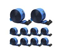VEVOR Winch Straps, 4" x 30', 6000 lbs Load Capacity, 18000 lbs Breaking Strength, Truck Straps with Flat Hook, Flatbed Tie Downs Cargo Control for Trailers, Farms, Rescues, Tree Saver, Blue (10 Pack)