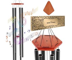 VEVOR Wind Chimes for Outside, 1524 mm, Deep Tone Wind Chimes with 6 Tubes, Unique Large Memorial for Anniversary, Amazing Outdoor Decor for Your Patio, Porch, Garden and Backyard, Black