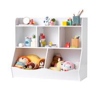 VEVOR Wood Kid Storage Cubby, Toy Storage Organizer with Bookshelf, 5-Cubby Wood Toy Storage Cabinet, Children Book Toy Shelf for Kids Room, Playroom, Kindergarten, Nursery, White