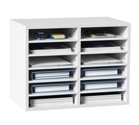 VEVOR Wood Literature Organizer Adjustable File Sorter 12 Compartments White