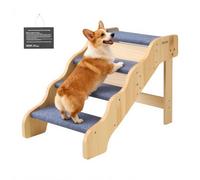 VEVOR Wood Pet Stairs, 4-Step Dog Stairs for High Beds, Sofa & Cars | 68 kg Load Capacity, Non-Slip Surface, Stable Cat & Dog Step Ladder for Small Medium Large Older Pet Puppy Essentials