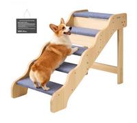 VEVOR Wood Pet Stairs, 5-Step Dog Stairs for High Beds, Sofa & Cars | 68 kg Load Capacity, Non-Slip Surface, Stable Cat & Dog Step Ladder for Small Medium Large Older Pet Puppy Essentials