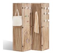 VEVOR Wood Room Divider, 4 Panel Wood Folding Privacy Screen, 66.9 Inches Tall Indoor Carved Partition Divider, Portable Decoration Screen, for Room Separation, Home, Office, Restaurant & Bedroom