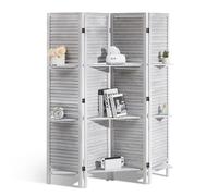 VEVOR Wood Room Divider, 4 Panel Wood Folding Privacy Screen, 66.9 Inches Tall Indoor Louvered Partition Divider, Portable Decoration Screen, for Room Separation, Home, Office, Restaurant & Bedroom