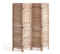 VEVOR Wood Room Divider, 4 Panel Wood Folding Privacy Screen, 66.9 Inches Tall Indoor Louvered Wooden Partition, Portable Decoration Screen, for Room