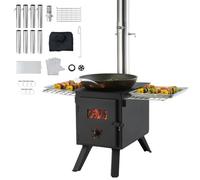 VEVOR Wood Stove, 218.4 cm, Alloy Steel Camping Tent Stove, Portable Wood Burning Stove with Chimney Pipes & Gloves, 22941.9 cm³ Firebox Hot Tent Stov