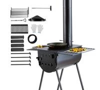 VEVOR Wood Stove, 118 inch, Alloy Steel Camping Tent Stove, Portable Wood Burning Stove with Chimney Pipes & Gloves, 3000in³Firebox Hot Tent Stove for