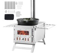 VEVOR Wood Stove, 80 inch, Stainless Steel Camping Tent Stove, Portable Wood Burning Stove with Chimney Pipes & Gloves, 700in³Firebox Hot Tent Stove for Outdoor Cooking and Heating with 8 Pipes