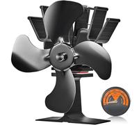 VEVOR Wood Stove Fan Heat Powered, Quiet Fireplace Fans for Wood/Log Burner/Heater, 180 CFM Max. Airflow Non Electric, Circulating Warm Air Saving Fuel, 4 Blades Upgrade Design, 9.3'' x 4.1'' x 9.1''