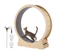 VEVOR Wooden Cat Exercise Wheel, 52" Large Cat Treadmill Wheel for Indoor Cats, Running Wheel with Detachable Carpet & Teaser for Running/Walking/Training, Suitable for Most Cats