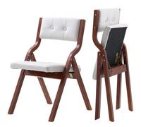 VEVOR Wooden Folding Chairs with Cushion, Set of 2, Portable Foldable Cushion Chair with Wooden Frame, Modern Padded Dining Chair for Kitchen, Office,