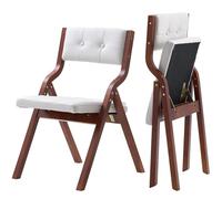 VEVOR Wooden Folding Chairs with Cushion, Set of 2, Portable Foldable Cushion Chair with Wooden Frame, Modern Padded Dining Chair for Kitchen, Office, Wedding, Party, Dining Room, Easy Assembly, White