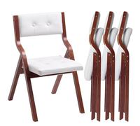 VEVOR Wooden Folding Chairs with Cushion, Set of 4, Portable Foldable Cushion Chair with Wooden Frame, Modern Padded Dining Chair for Kitchen, Office, Wedding, Party, Dining Room, Easy Assembly, White