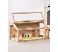 VEVOR Wooden Hamster Cage, 270° Viewing Hamster Habitat, 32 x 16 x 16 in, Dwarf Hamster Cages with Openable Top, Ventilated Small Animal Cage, Pet Mouse Cage for Gerbils, Rats, Guinea Pigs, Mice