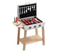 VEVOR Wooden Play Barbecue Toy Grill, Kids Grill Playset with Play Food and Grilling Tools, Wooden Play Food Kitchen Accessory (21 PCS), Pretend Play Cooking Toy for Toddlers Boys Girls Age 3+ Gift