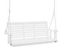 VEVOR 65” Porch Swing Bench Wooden Hanging Outdoor Garden Patio Courtyard White