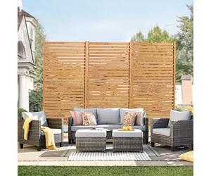 VEVOR Wooden Privacy Screen, 36" W x 76" H Outdoor Privacy Screen, Freestanding Wood Privacy Panel with Stand, Decorative Patio Privacy Screen, Outdoor Divider for Balcony Patio Lawn Garden