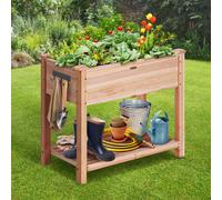 VEVOR Raised Bed, 33.9 x 18.1 x 30 inch Wooden Planter Outdoor Planting Boxes with Legs, for Growing Flowers/Vegetables/Herbs in Backyard/Garden/Patio/Balcony, Burlywood, Wood, 34 x 18 x 30in Elevated