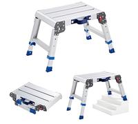 VEVOR Work Platform 419 x 305 mm, Folding Aluminium Work Platform with 226.8 kg Load Capacity, 305-406 mm Height-Adjustable Platform with Safety Lock, Portable Step Ladder for Home, Workshop