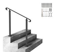 VEVOR Wrought Iron Handrail Stair Railing Fit 1 to 3 Steps Adjustable Hand Rail