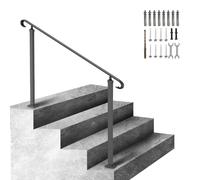 VEVOR Wrought Iron Handrail Stair Railing Fit 3 Steps Adjustable Hand Rail