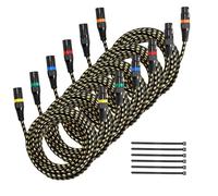 VEVOR XLR Cable 25 ft, 6 Pack, Shielded Balanced DMX Male to Female Microphone Cables, Gold-Plated 3-Pin XLR Mic Speaker Cord Wires, for Stage Lighting, Microphones, Amplifier, Mixer, Speaker Systems