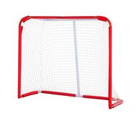 VEVOR Youth Street Hockey Net, Indoor Outdoor Steel Hockey Goal, Portable Lightweight Youth Street + Roller for Kids, Junior Hockey Training Goal Set with Net, Easy Assemble, 54" x 44", White/Red