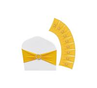 Vevor YTZSDJS50PCS7285WV0 Chair Slipcover & Stretch Chair Sash with Round Buckle, Golden Yellow - 50 Piece