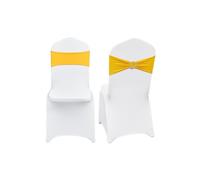 Vevor YTZSDJSBS100QPLZDV0 Stretch Spandex Folding Chair Covers, Gold & White - Set of 30