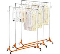 VEVOR Z Rack, Industrial Grade Z Base Garment Rack, Height Adjustable Rolling Z Garment Rack, Sturdy Steel Z Base Clothing Rack w/Lockable Casters, for Home Clothing Store Display Orange