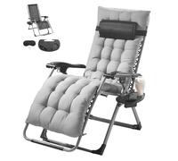 VEVOR Zero Gravity Chair, 26 inch Zero Gravity Recliner Lounge Chair for Indoor and Outdoor, Adjustable Anti Gravity Chair with Cushion, Headrest, Footrest, and Cupholder, 500 lbs, Gray
