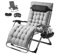VEVOR Zero Gravity Chair, 33 inch Zero Gravity Recliner Lounge Chair for Indoor and Outdoor, Adjustable Anti Gravity Chair with Cushion, Headrest, Footrest, and Cupholder, 500 lbs, Gray