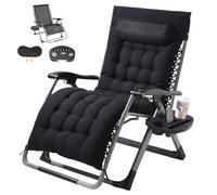 VEVOR Zero Gravity Chair, 33 inch Zero Gravity Recliner Lounge Chair for Indoor and Outdoor, Adjustable Anti Gravity Chair with Cushion, Headrest, Footrest, and Cupholder, 500 lbs, Black